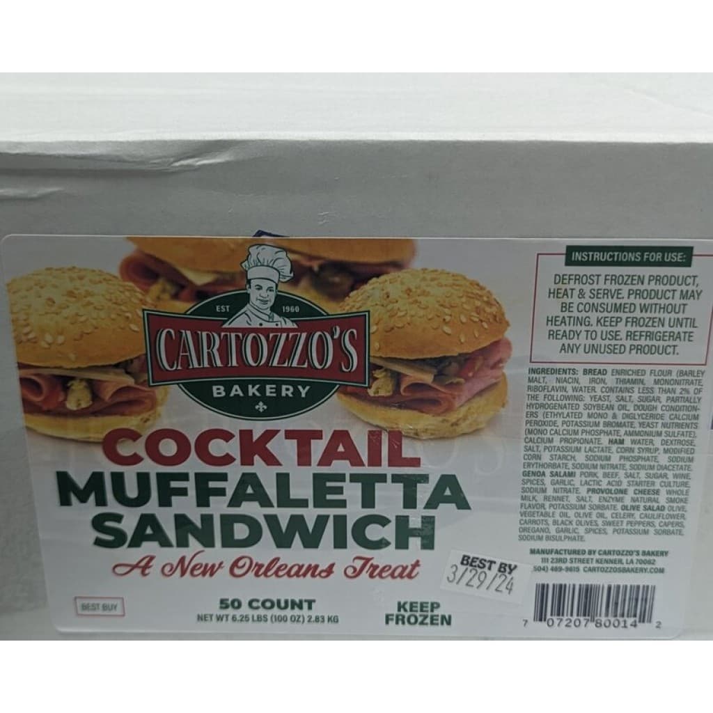 Cartozzo's Cocktail Muffuletta Sandwiches 50 count Bulk