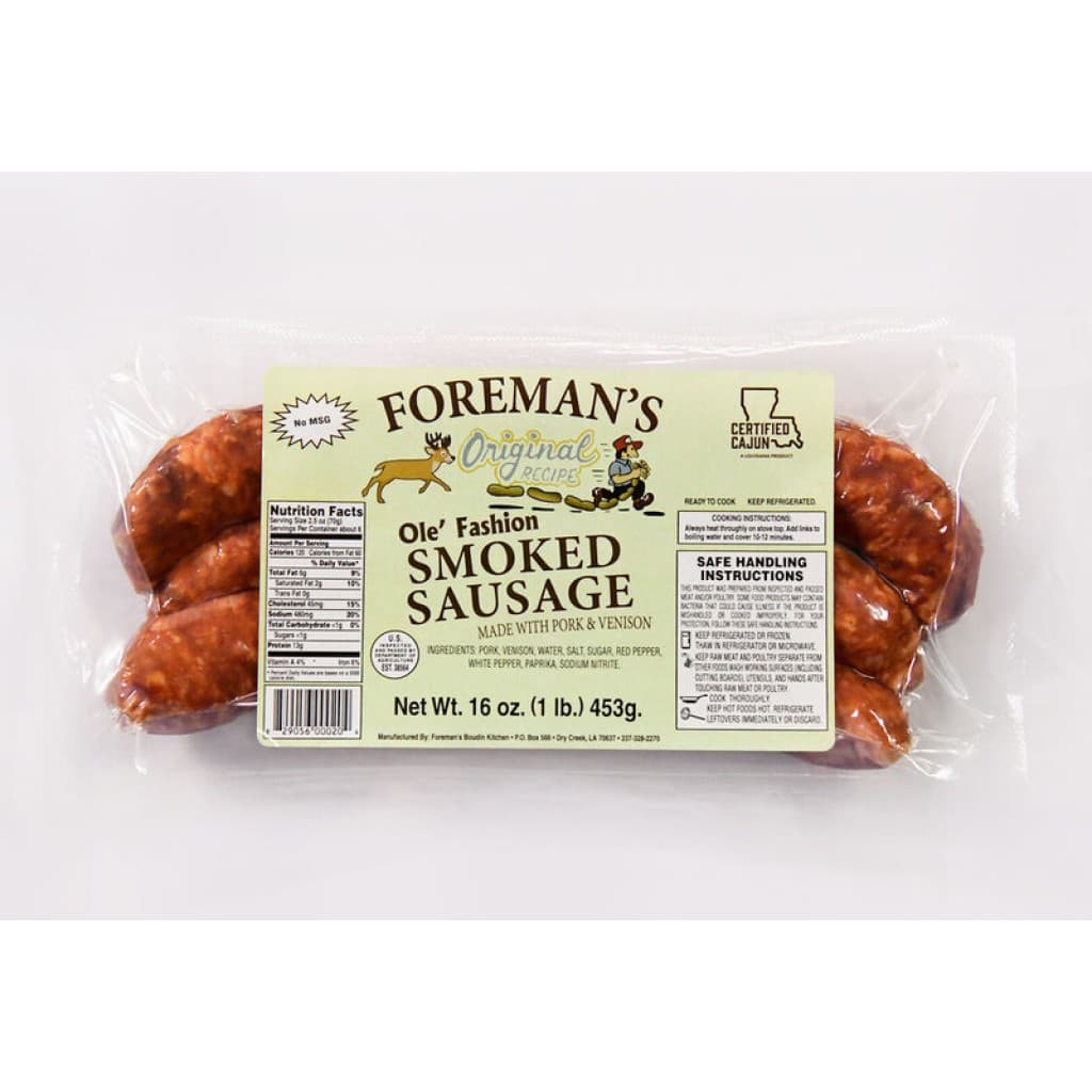 Foreman's Smoked Pork & Venison Sausage 16 oz