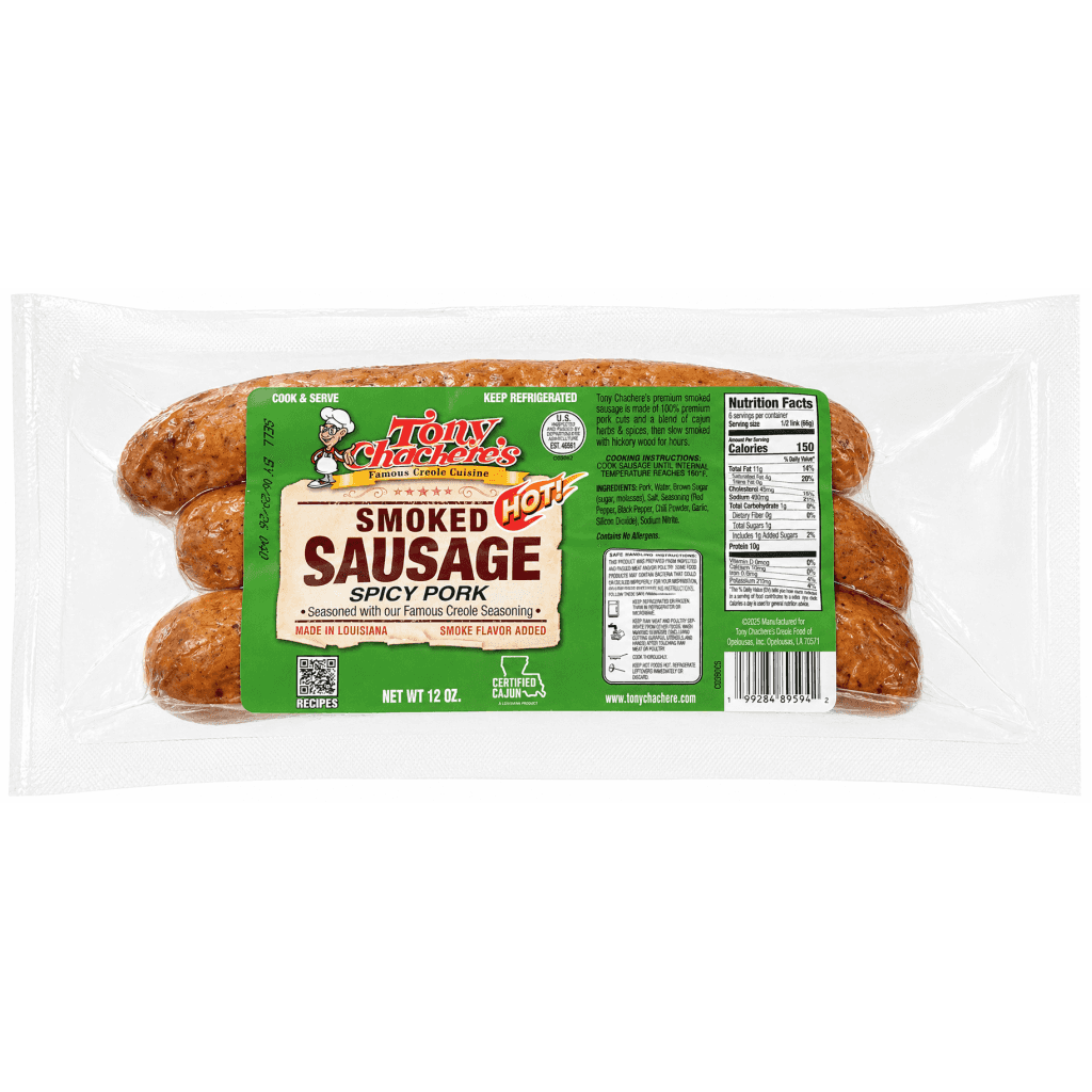 Tony Chachere’s Spicy Pork Smoked Sausage 12 oz (Hot Cajun Links)