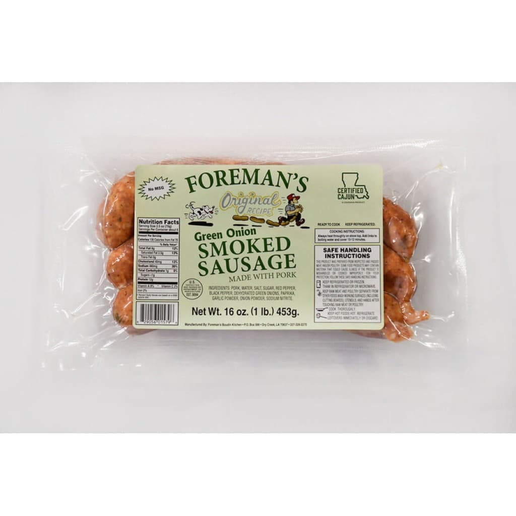Foreman's Green Onion Smoked Sausage 1 lb