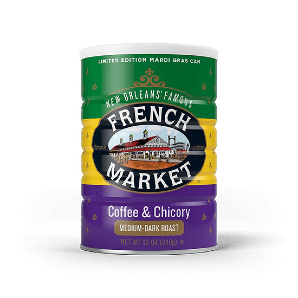 French Market Coffee & Chicory Creole Roast 12 oz Limited Edition Mardi Gras Can