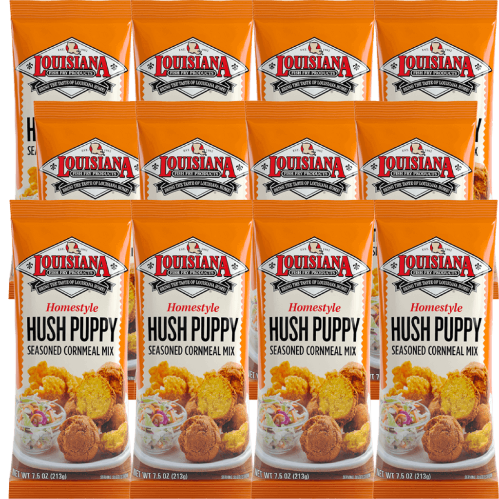 Louisiana Fish Fry Hush Puppy Seasoned Cornmeal Mix 7.5 oz - Pack of 12