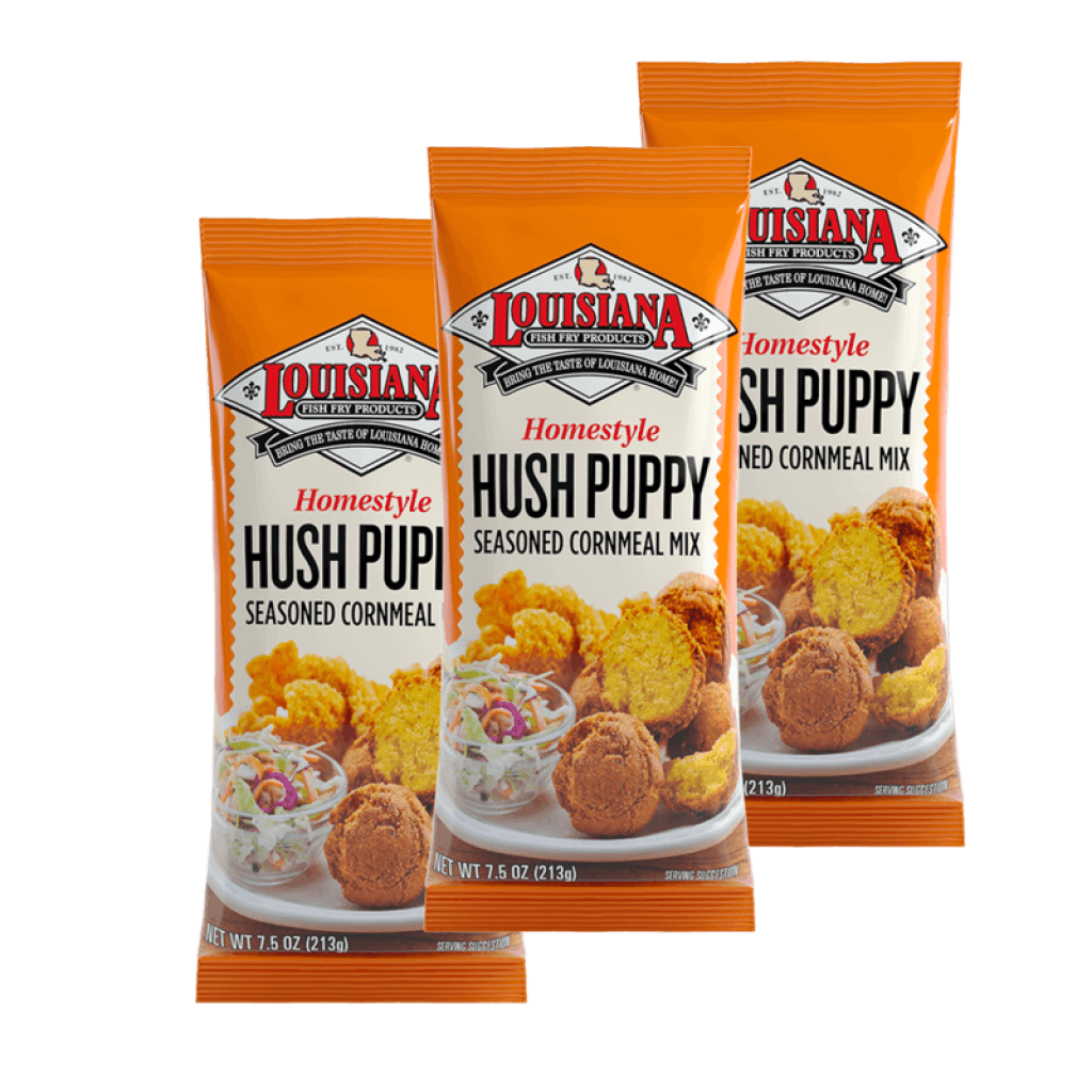 Louisiana Fish Fry Hush Puppy Seasoned Cornmeal Mix 7.5 oz - Pack of 3