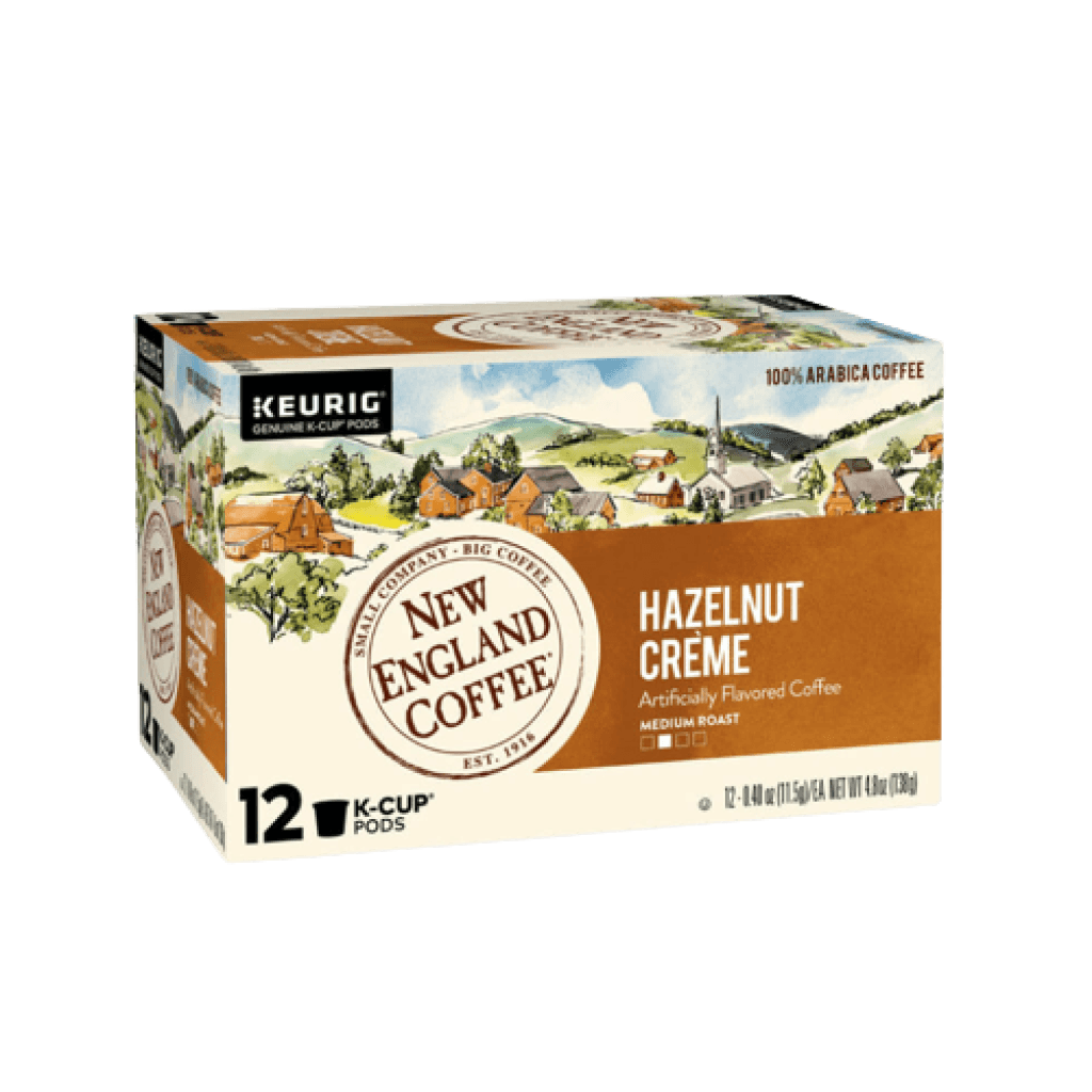 New England Coffee Hazelnut Creme Single Serve 12 Count Box Catalog