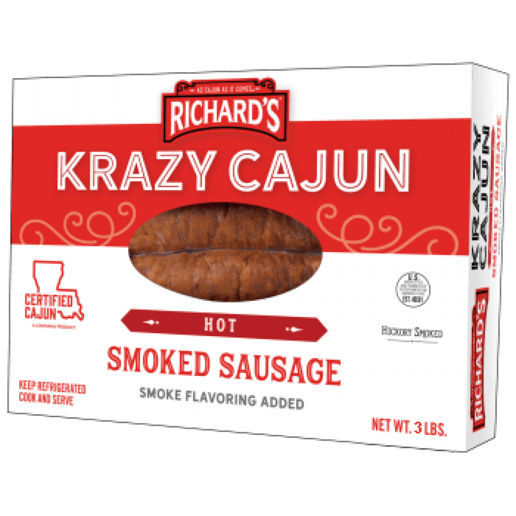 Krazy Cajun Hot Smoked Sausage 3 lb