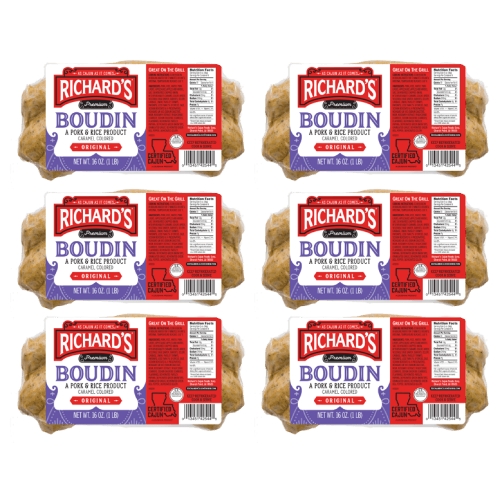 Richard's Pork Boudin Regular 16 oz Pack of 6