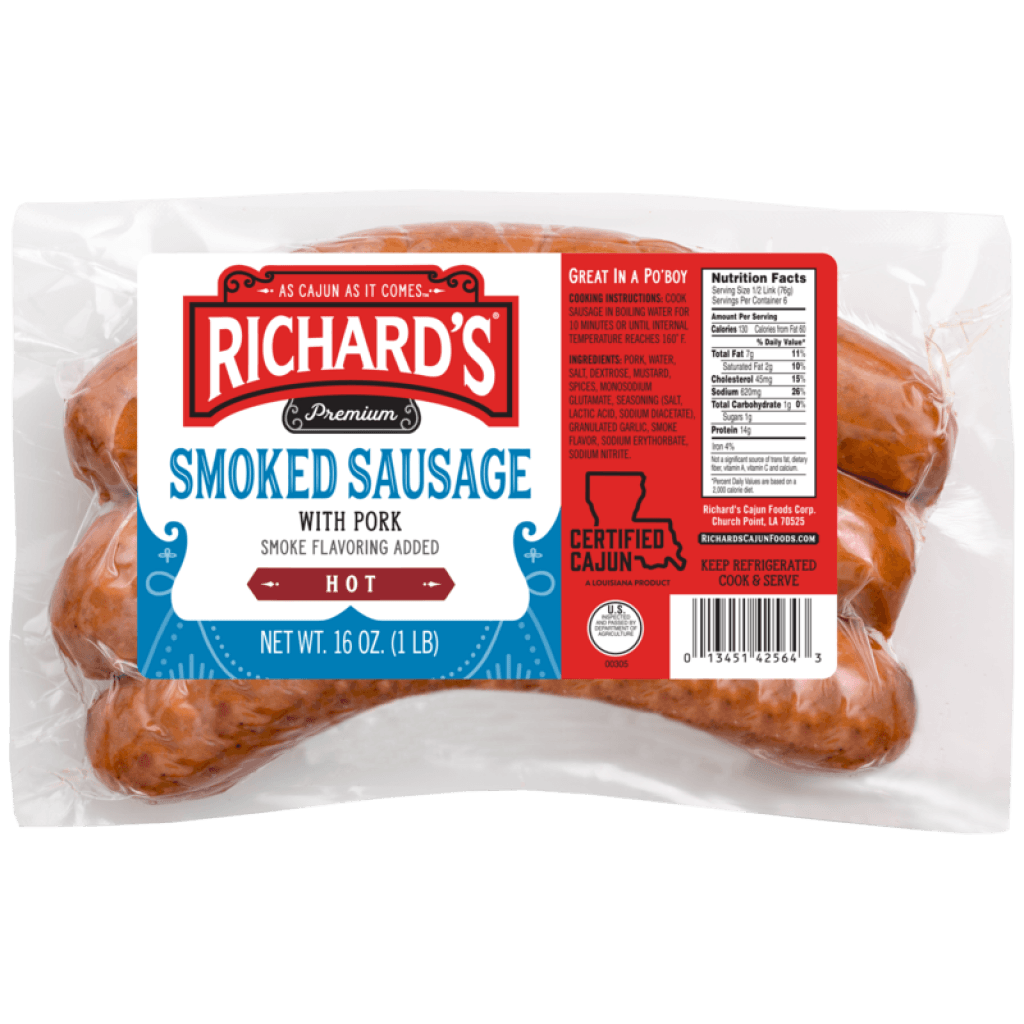 Richard's Smoked Hot Pork Sausage 1 lb