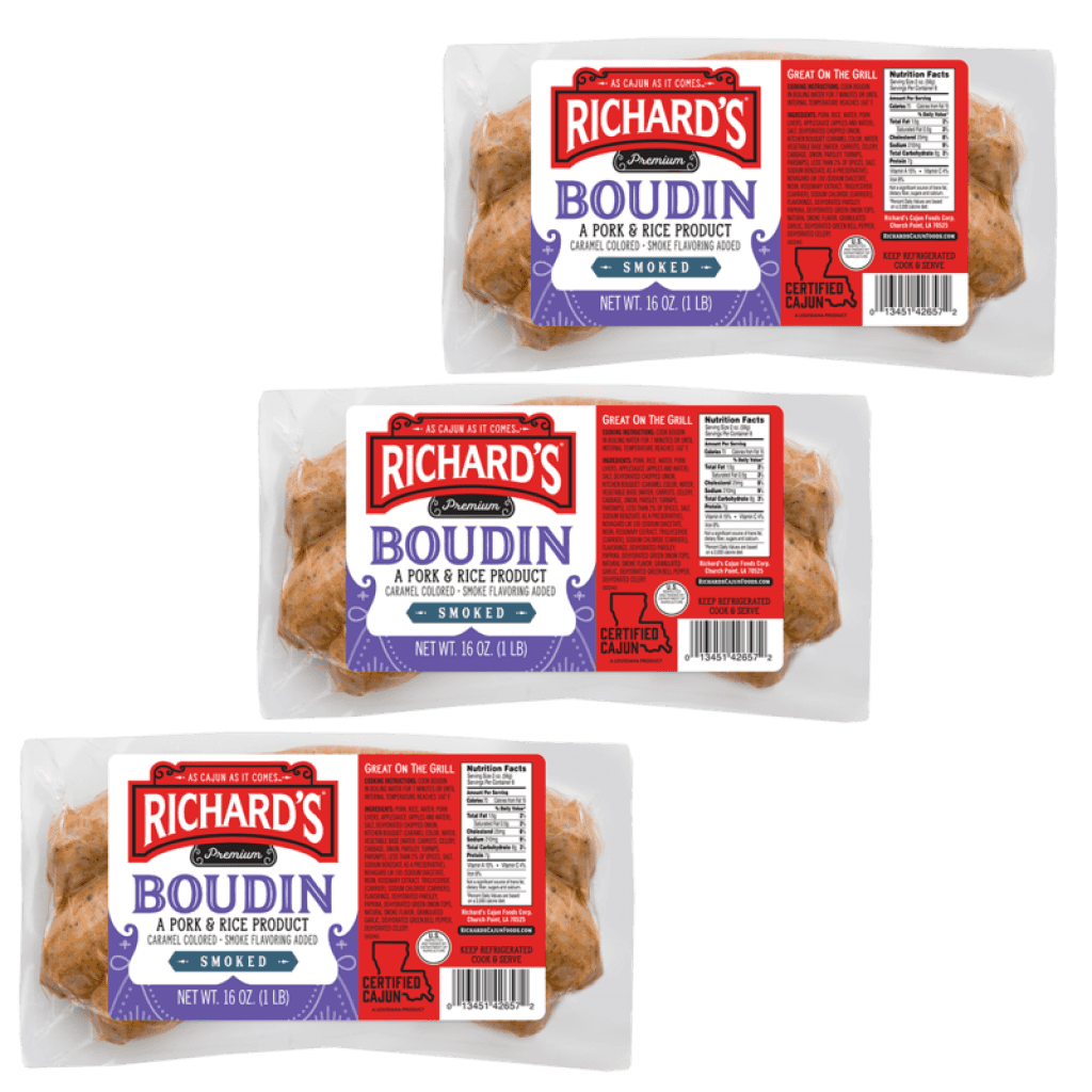 Richard's Smoked Pork Boudin 16 oz Pack of 3