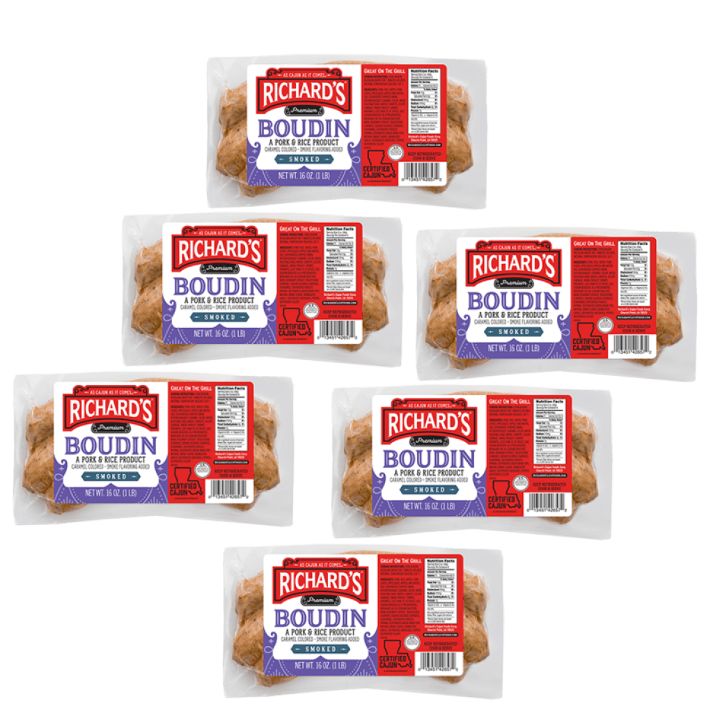 Richard's Smoked Pork Boudin 16 oz Pack of 6