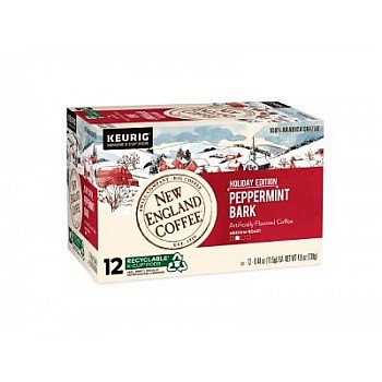 New England Coffee Peppermint Bark Single Serve 12 count Closeout