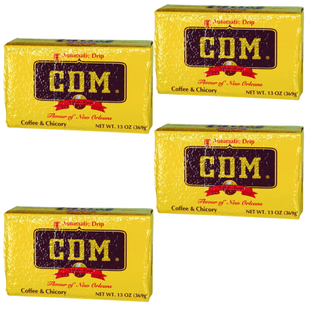 CDM Dark Roast Coffee & Chicory (Auto Drip) 13 oz Brick Pack of 4