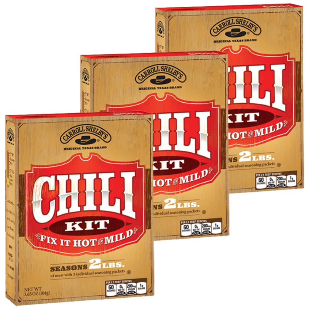 Carroll Shelby's Original Texas Chili 3.65 oz Pack of 3 - 763087949517