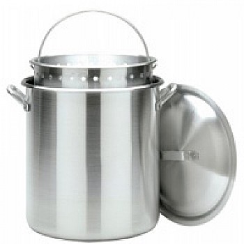 Crawfish Pot 120 Qt. Stockpot w/Lid & Basket- Aluminum
