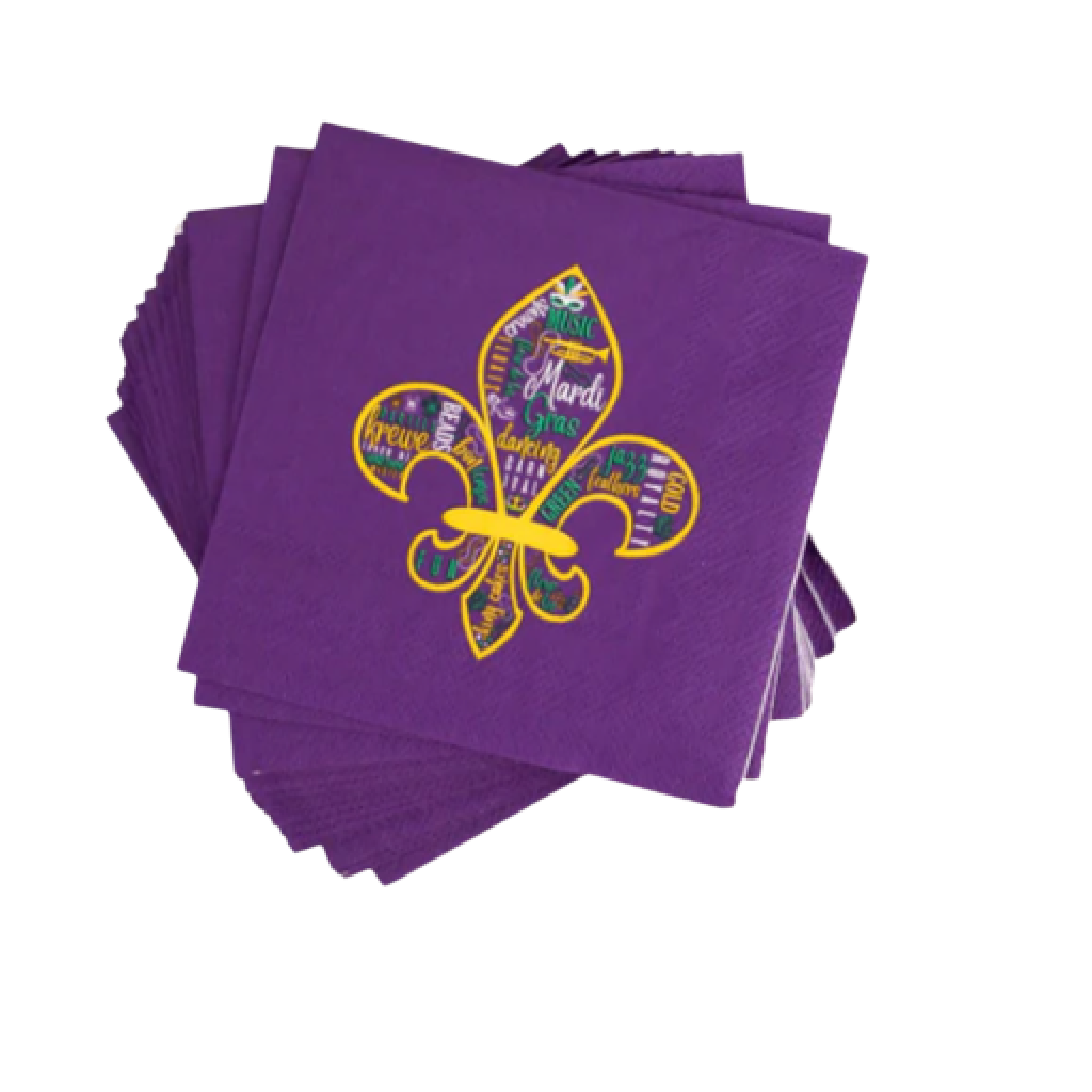 Mardi Gras Fleur de Lis Cocktail Napkins