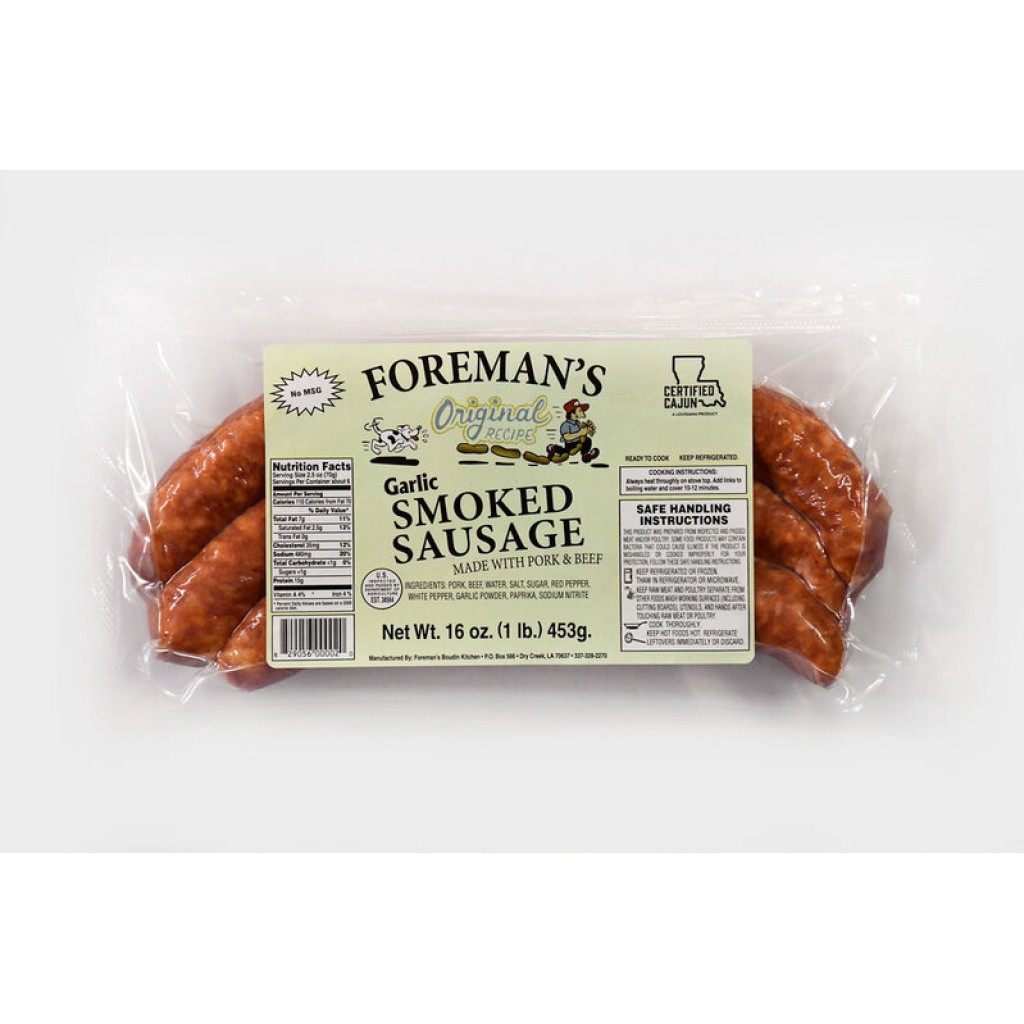 Foreman's Smoked Pork & Beef Garlic Sausage