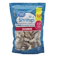 Great Value Jumbo Shell-on, Tail-on, Easy Peel 21/25 Shrimp 32 oz