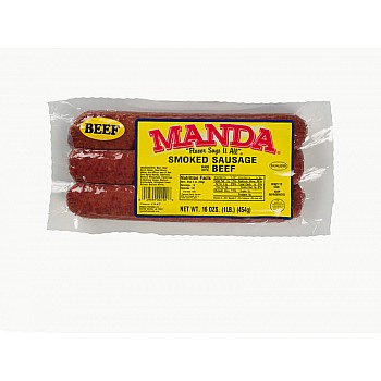 Manda's Smoked Beef Sausage 16 oz