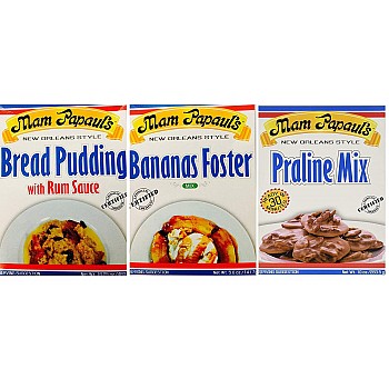 New Orleans Desserts Bundle - 1 each of Bread Pudding, Bananas Foster and Praline Dessert Mixes