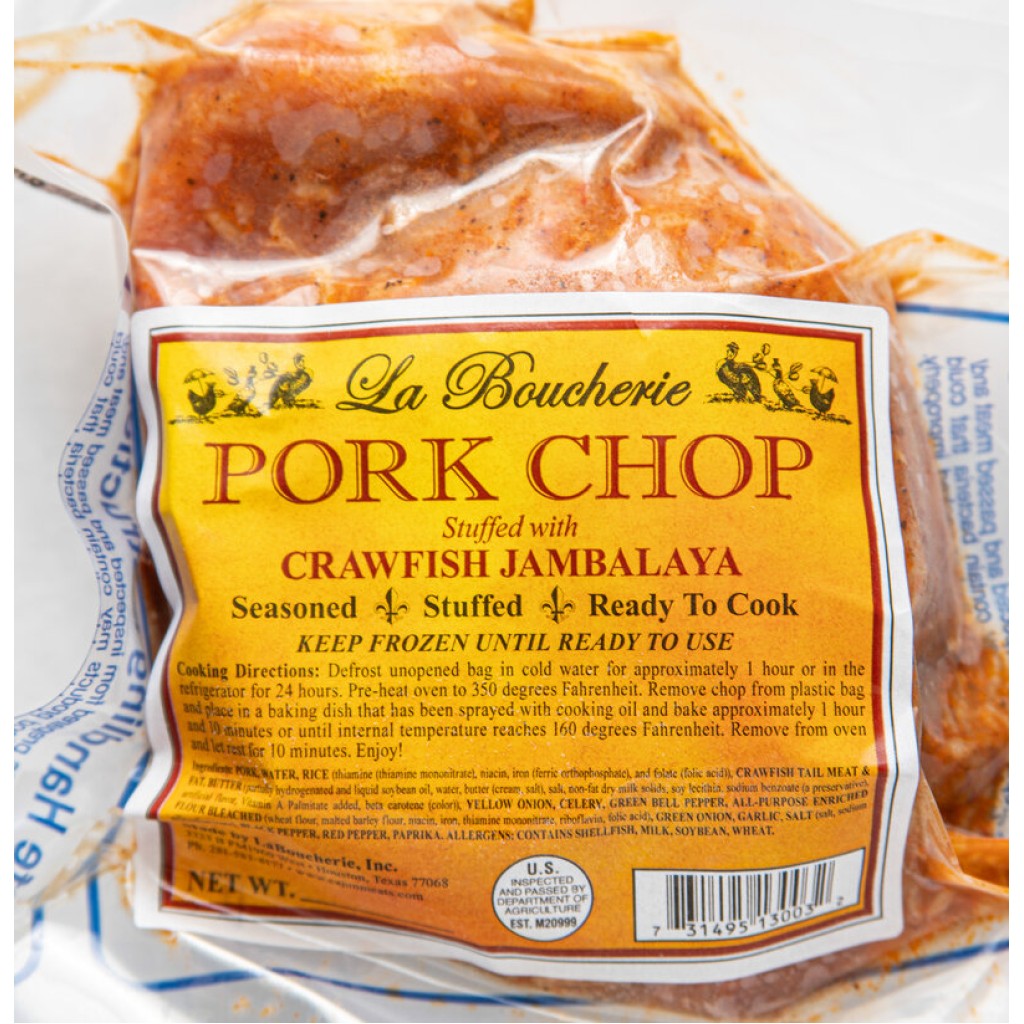 La Boucherie Stuffed Pork Chop with Crawfish Jambalaya