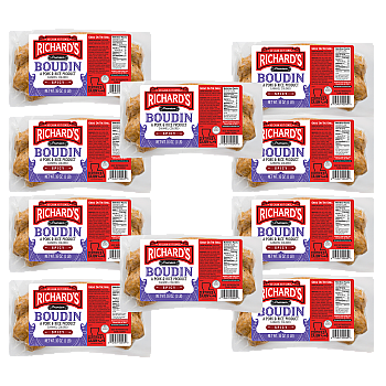 Richard's Hot Pork Boudin 16 oz Pack of 10