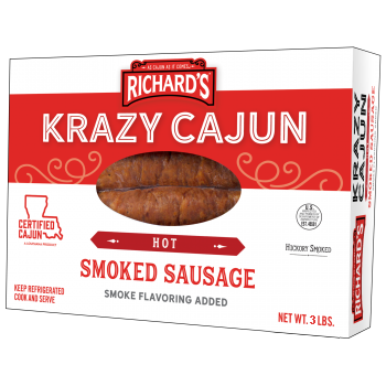 Krazy Cajun Hot Smoked Sausage 3 lb Closeout