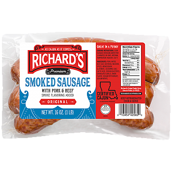 Richard's Cajun Country Smoked Pork & Beef Sausage package