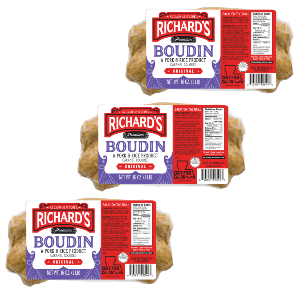 Richard's Pork Boudin Regular 16 oz Pack of 3 655360517448