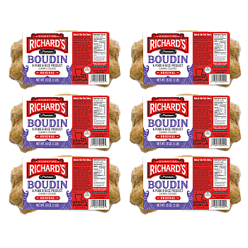 Richard's Pork Boudin Regular 16 oz Pack of 6