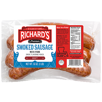 Richard's Smoked Hot Pork Sausage 1 lb Closeout