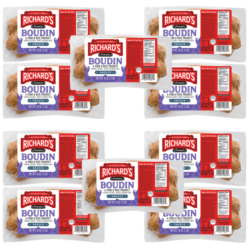 Richard's Smoked Pork Boudin 16 oz Pack of 10 - 655360517509