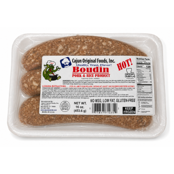 Cajun Original Hot Boudin pork and rice sausage package