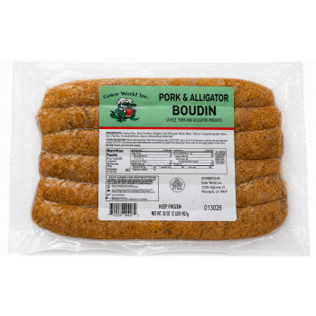 Gator World pork and alligator boudin 2 lb Louisiana Cajun sausage