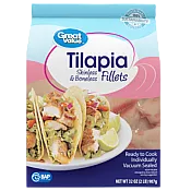 Great Value Frozen Tilapia Skinless & Boneless Fillets 2 lb
