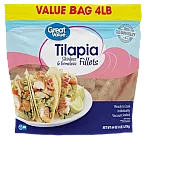 Great Value Frozen Tilapia Skinless & Boneless Fillets 4 lb