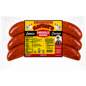 Savoie’s smoked chicken andouille sausage 14 oz Cajun sausage package