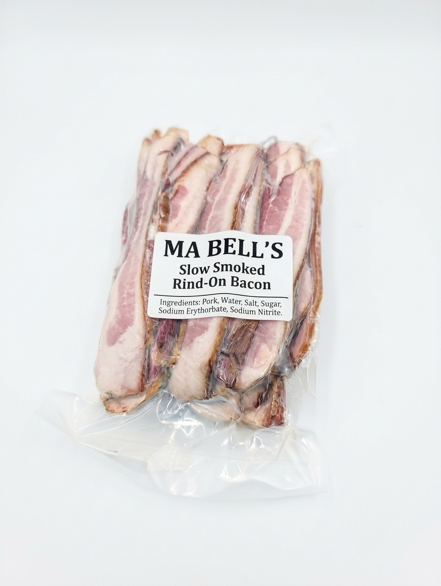 Ma Bell's Rind-On Smoked Bacon (3 pound pack)