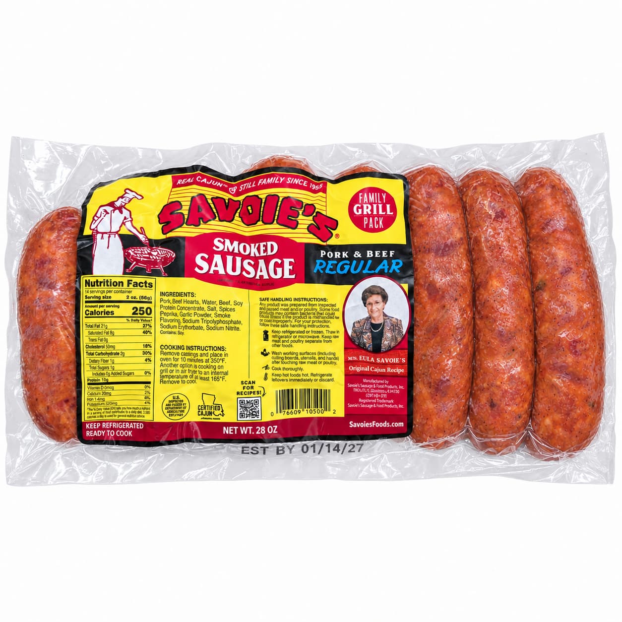 Savoie’s Smoked Mixed Mild Sausage 28 oz Family Grill Pack