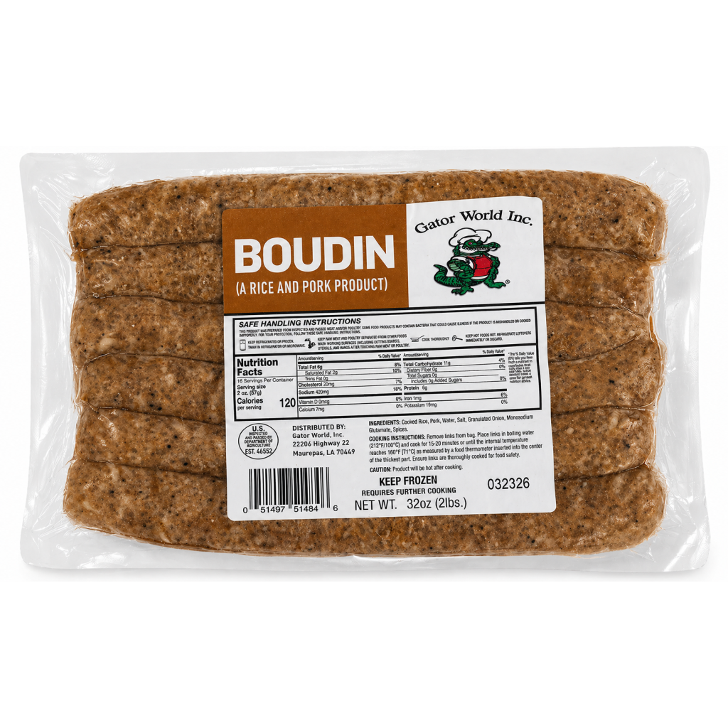 Gator World Pork Boudin 2 lb Pack