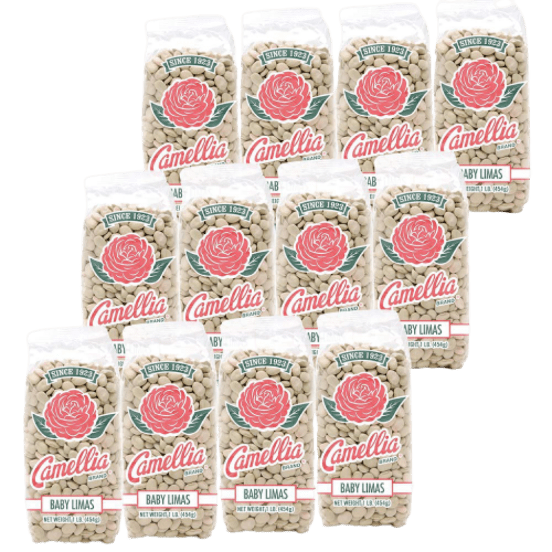 Camellia Dry Baby Lima Beans — 1 lb Packs (Case of 12)