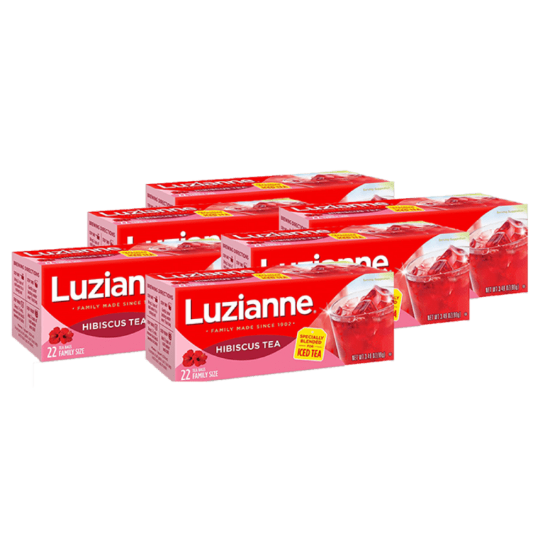 Luzianne Hibiscus Iced Tea Bags Family Size (22 ct) — 6 Pack