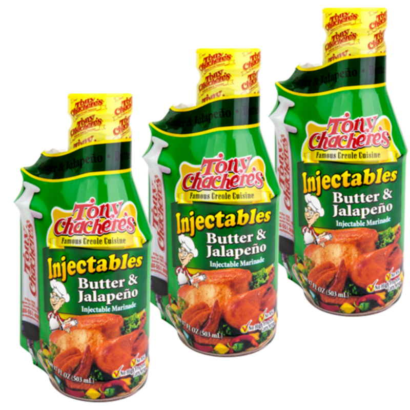 Tony Chachere's Butter & Jalapeno Injectable Marinade 17 oz — 3 Pack